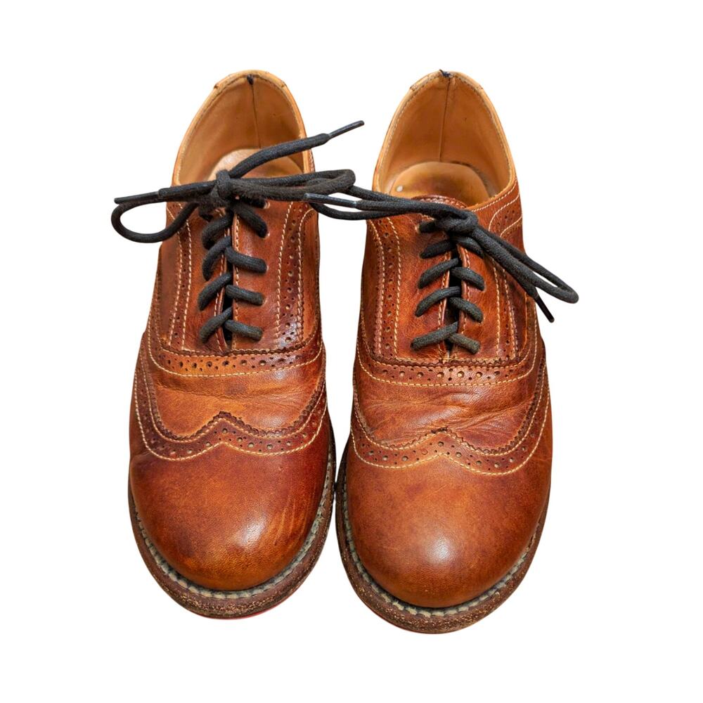Bed|Stu Men's Brown Leather Wingtip Brogue Lace-Up Oxford Round Toe US 8.5